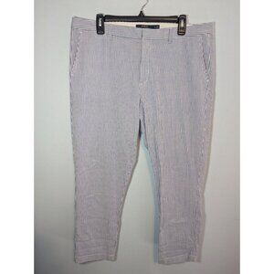 Polo Ralph Lauren Womens Blue White Striped Seersucker Nautical Ankle Pants 14